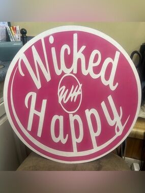 Wicked Happy Wood Sign 22”